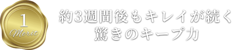 約3週間後もキレイが続く驚きのキープ力